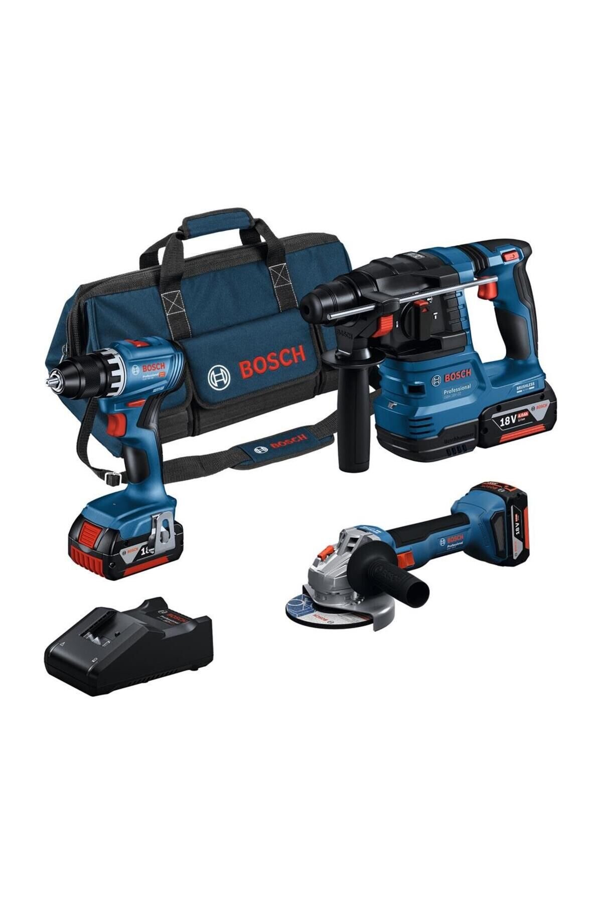 Bosch Professional GSR 18V-45 + GWS 18V-8 + GBH 18V-22 3x18V 4.0Ah Akülü Kombo Kit