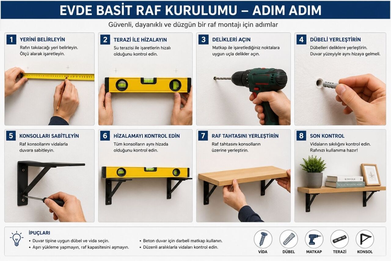 Evde Basit Raf Sistemi Kurulumu – Adım Adım