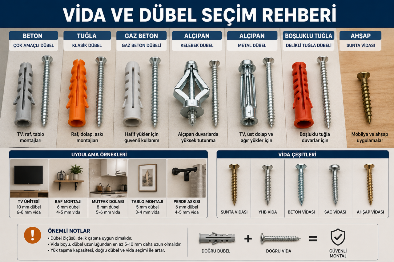 Vida ve Dübel Seçim Rehberi: Hangi İş İçin Hangi Ürün Kullanılmalı?