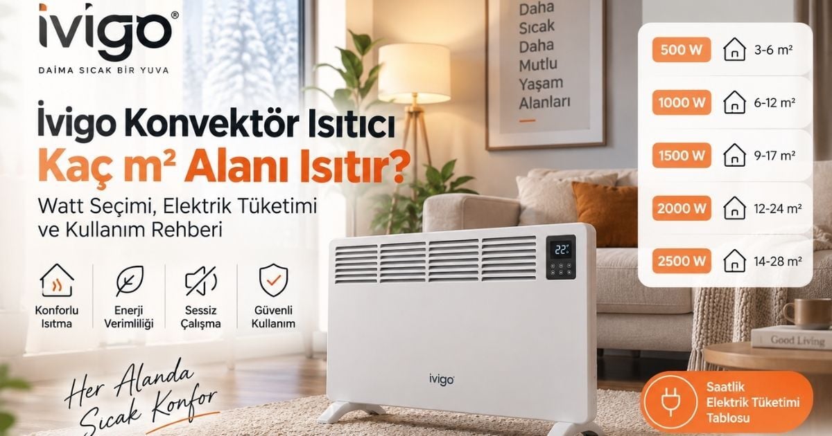 İvigo Konvektör Isıtıcı Rehberi 2027: Kaç m² Alanı Isıtır, Saatte Ne Kadar Elektrik Tüketir?