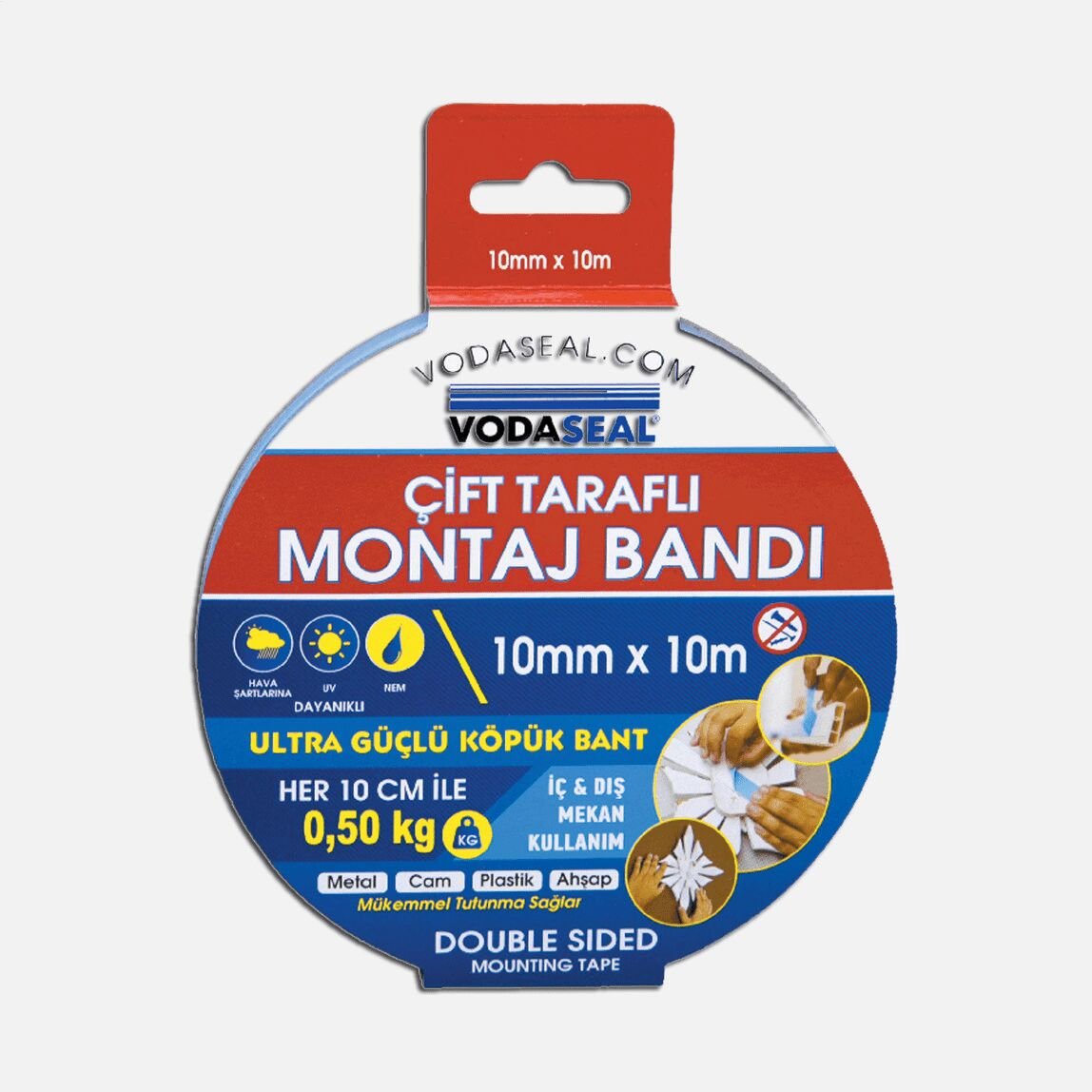 Vodaseal Çift Taraflı Köpük Montaj Bandı 10mm ×10 m