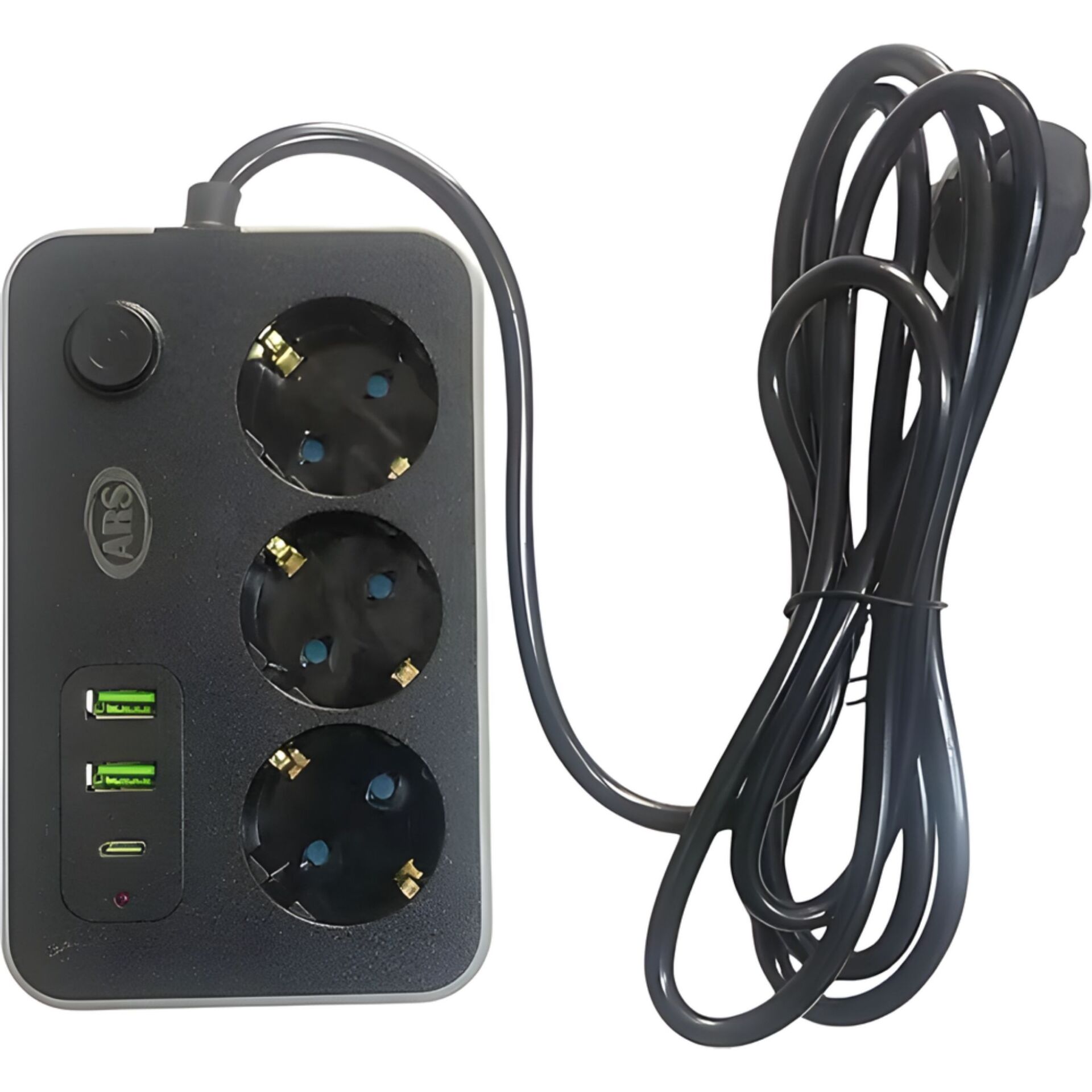 Ars Isıya Dayanıklı Akım Korumalı 3’lü Priz | USB-A + Type-C | 2 Metre