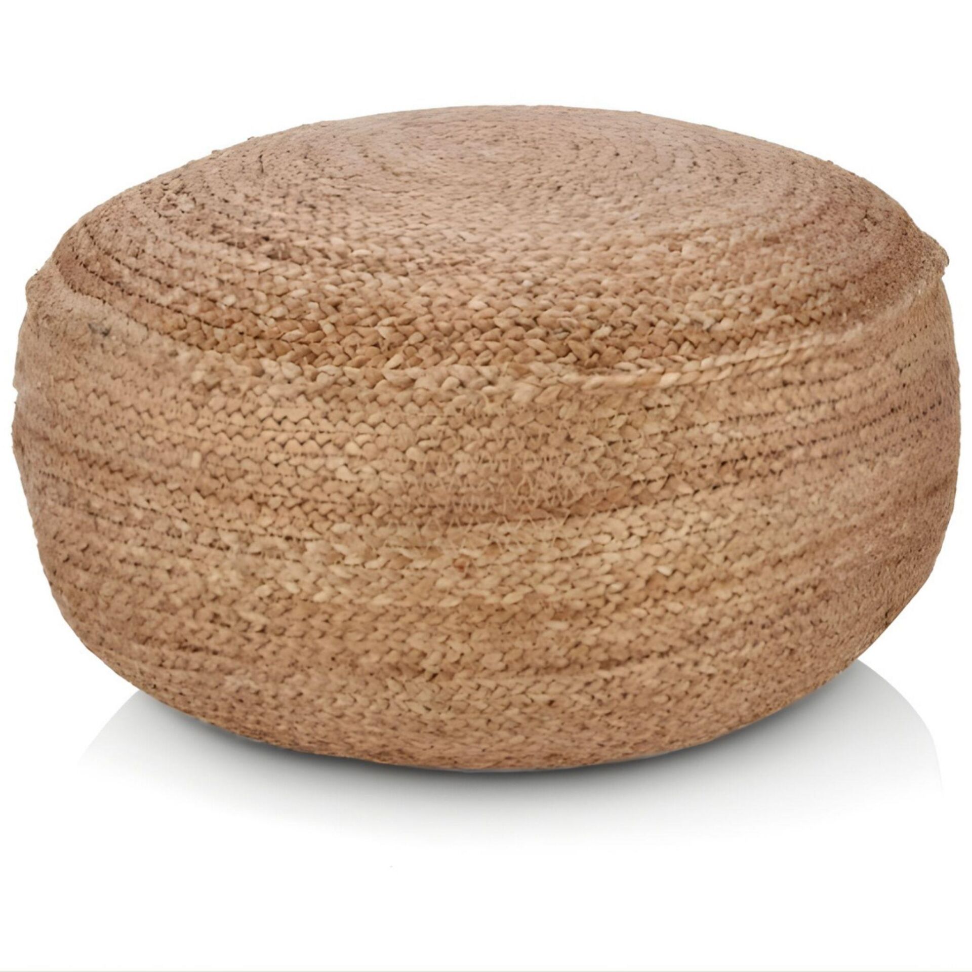 Casalinda CL-12084 Küçük Yuvarlak Yassı Jüt Puf | Doğal Oturma Minderi