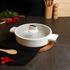 Belariva 26 cm Beyaz Silikon Saplı Basık Tencere