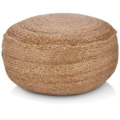 Casalinda CL-12079 Büyük Yuvarlak Yassı Jüt Puf | Doğal Oturma Minderi