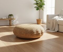 Casalinda CL-12079 Büyük Yuvarlak Yassı Jüt Puf | Doğal Oturma Minderi