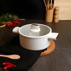 Belariva 22 cm Beyaz Silikon Saplı Derin Tencere