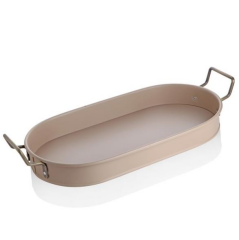 Balsa Boyalı Oval Tepsi 44 cm Krem