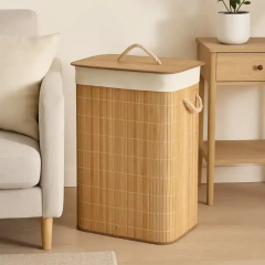 Bambu Katlanır Çamaşır Sepeti