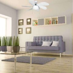 Kaşkar L36009 Beyaz 6 Kanatlı 36'' Aydınlatmalı Tavan Vantilatörü