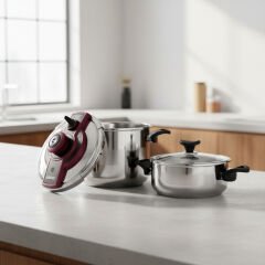 Amboss Ametist 3,5+7 Lt Düdüklü Çelik Tencere Seti