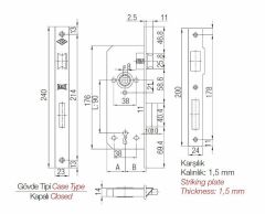 Kale 151-R İç Kapı Gömme Kilidi 40 mm Nikel Oval