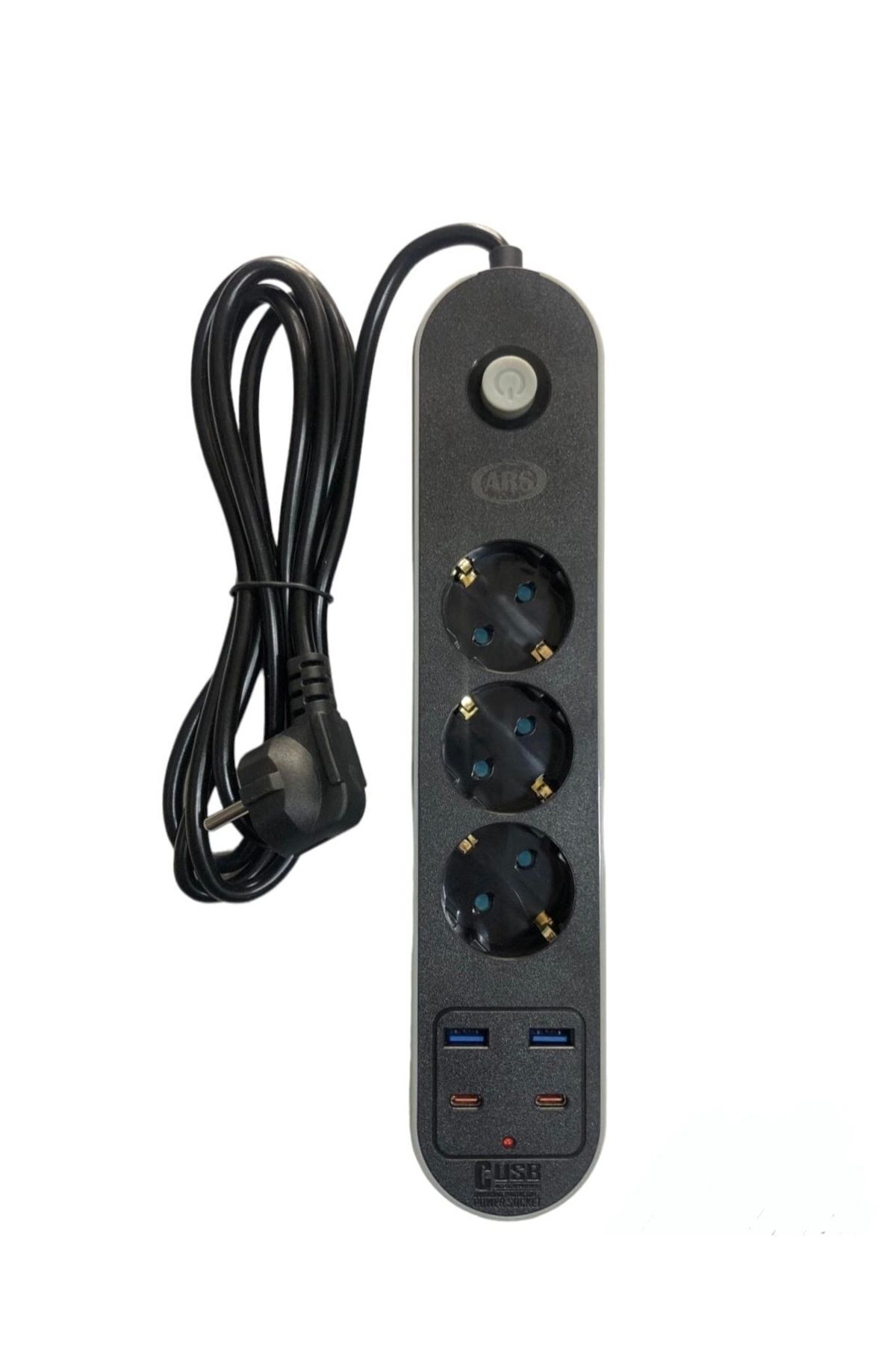 ARS 3’lü 2 Metre Akım Korumalı Grup Priz – USB ve Type-C Çıkışlı