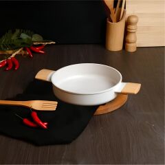 Belariva 22 cm Beyaz Silikon Saplı Sahan Tava