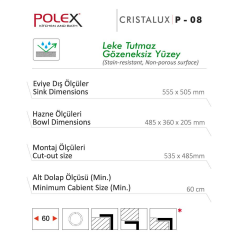 POLEX P-08 Granit Evye 50.5*55.5 cm Siyah