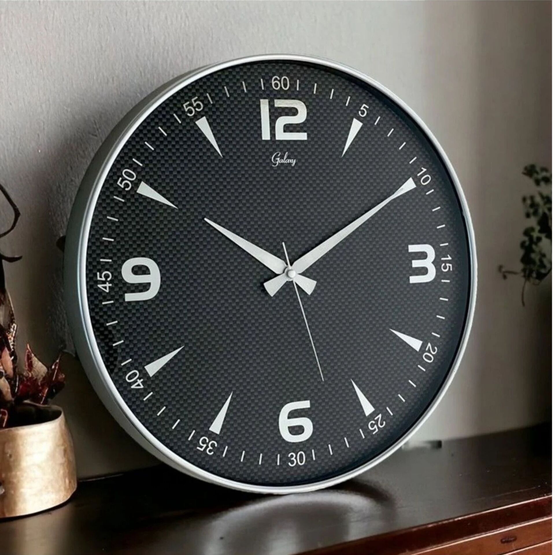 Galaxy 717-G-2 Exclusive Gerçek Cam Gri Çerçeve Duvar Saati 43 Cm