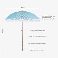 Flamingueo Caramel Plaj ve Bahçe Şemsiyesi Mavi