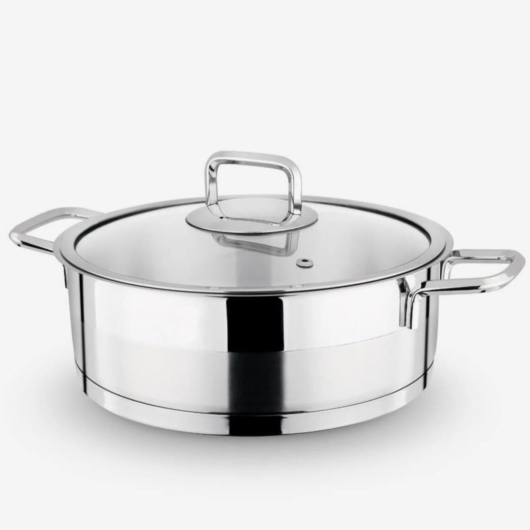 Lines Silver 22 cm Çelik Tencere – Cam Kapaklı Basık Düz Model