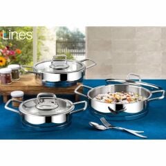 Lines Silver  Parça Basık Tencere – 18/10 Paslanmaz Çelik