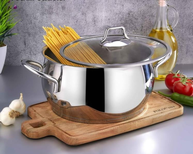 Polo Chef Proline 30 cm Çelik Derin Güveç Tencere – Paslanmaz Çelik ve İndüksiyon Uyumlu