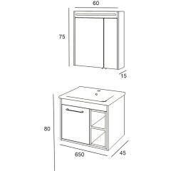 Denko Latte 65 cm Banyo Dolabı Takımı