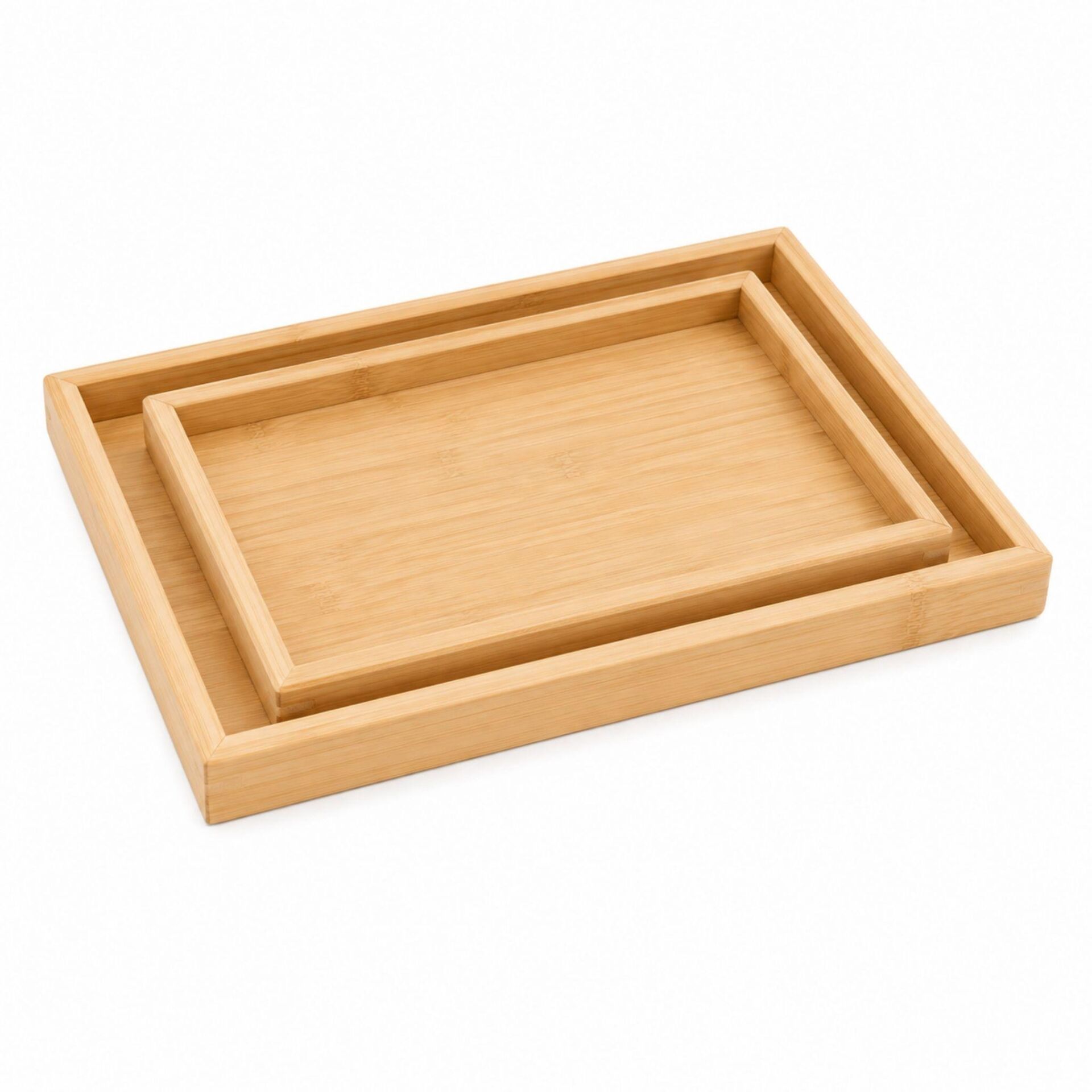 Balsa 2'li Ahşap Tepsi Naturel