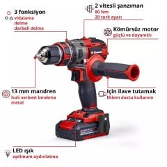 Einhell P-CD 18/80 Li-I Bl (2x2,0) Akülü Darbeli Vidalama