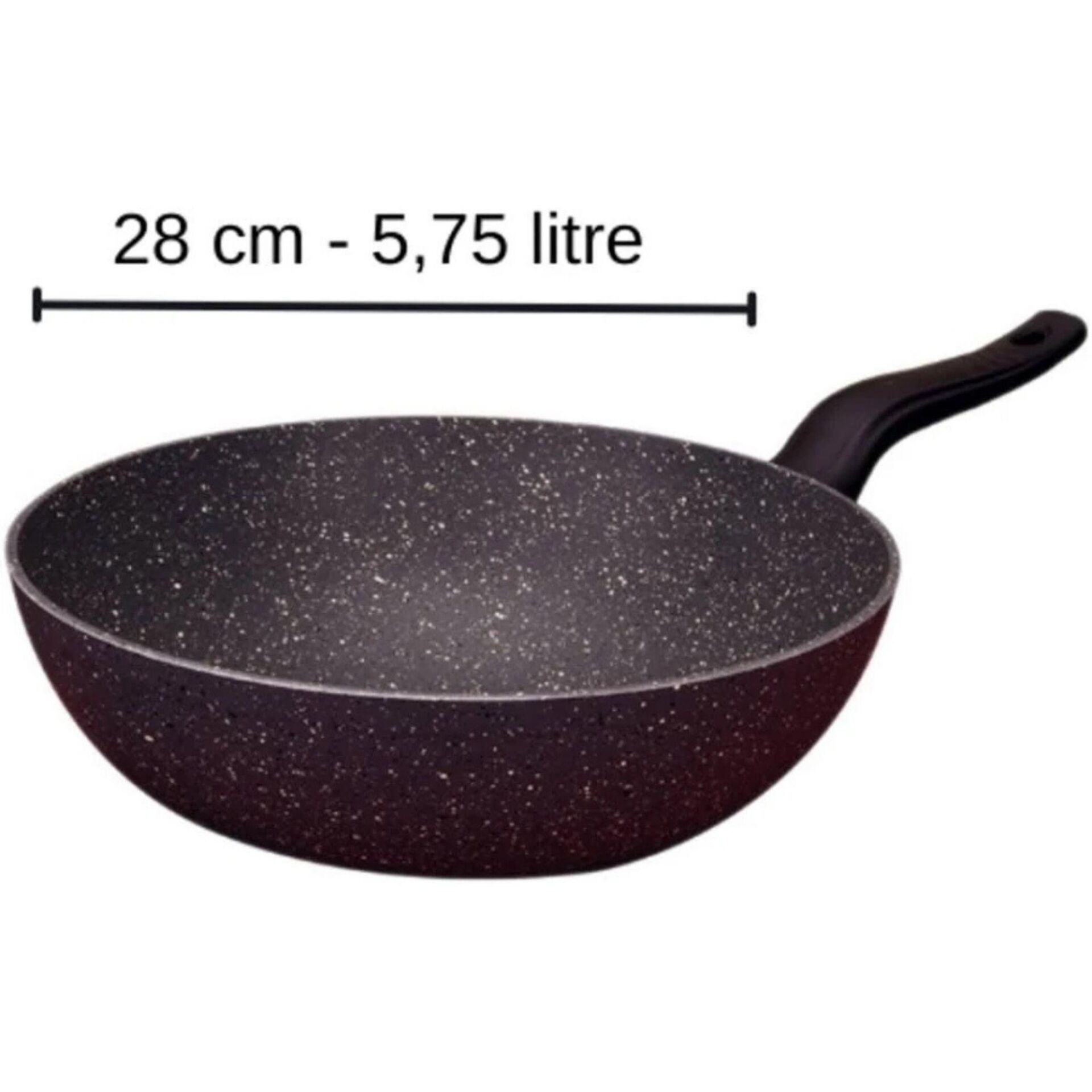 LAVONNI ChefMaster 28 cm Granit Wok Tava Siyah Yanmaz Yapışmaz