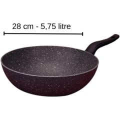 LAVONNI ChefMaster 28 cm Granit Wok Tava Siyah Yanmaz Yapışmaz