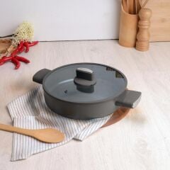 Belariva Gri Silikon Saplı Basık Tencere