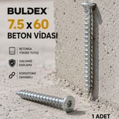 Buldex 7.5x60 Beton Vidası (Adetli Satılır)