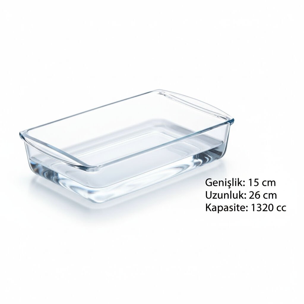 Paşabahçe 59864 Borcam Dikdörtgen Tepsi | 15x26 cm | 1320 cc Isıya Dayanıklı Cam Fırın Kabı