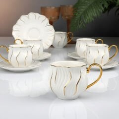 Kosova ZJN-009 Altın 6 Lı Fincan Beyaz