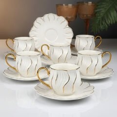 Kosova ZJN-009 Altın 6 Lı Fincan Beyaz