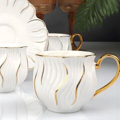 Kosova ZJN-009 Altın 6 Lı Fincan Beyaz