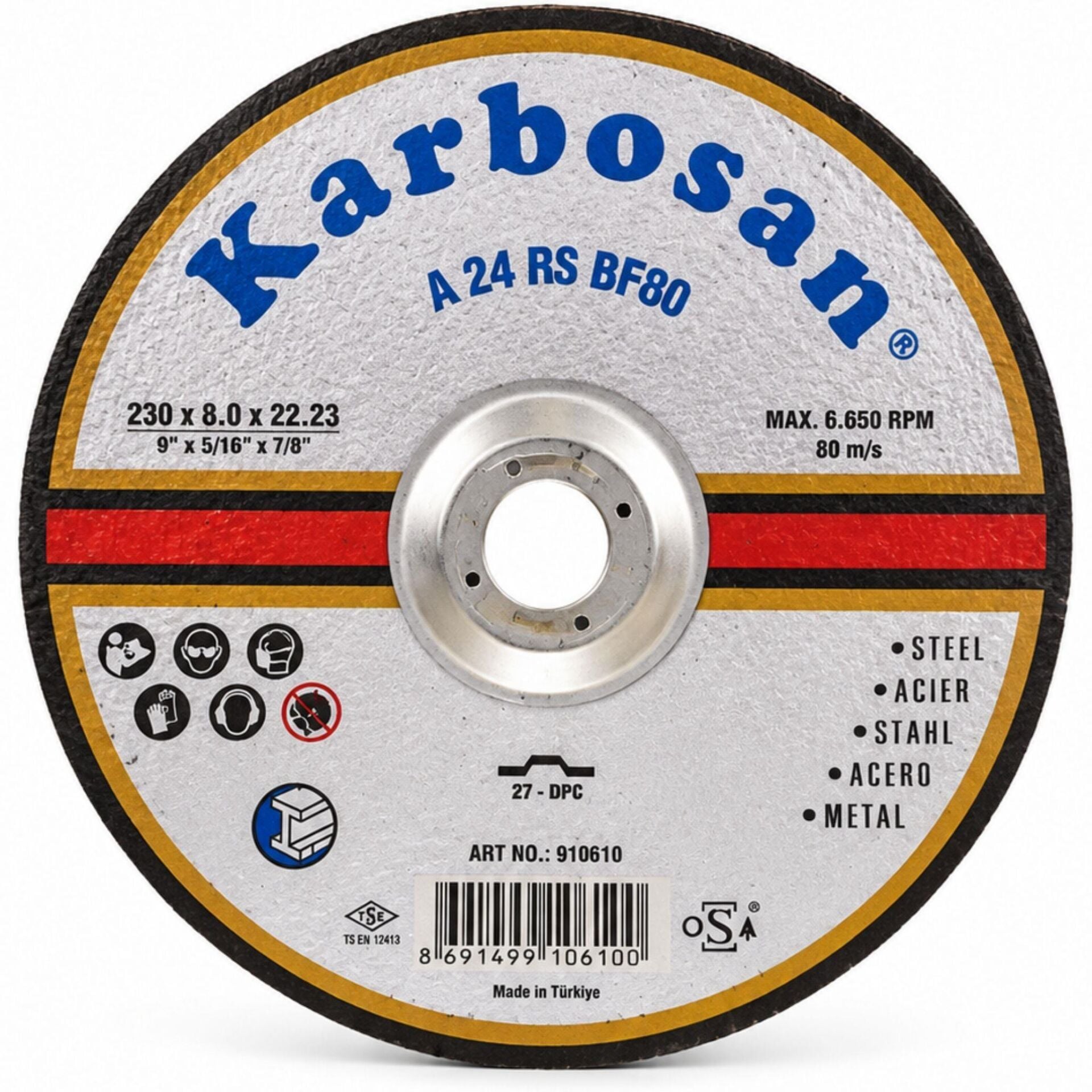 Karbosan Metal Taşlama Diski 180x8,0x22,23