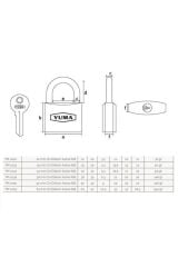 Yuma Asma Kilit Ymk Kısa Kanca 38mm Gri Ymk1238