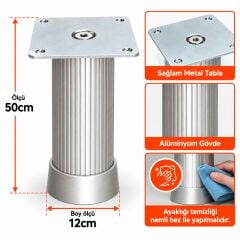 12 Cm 50' lık Alüminyum Yuvarlak Çizgili Ayak