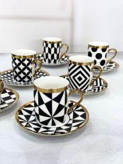 200 CC 6 Lı Nescafe Black Pattern Fincan Takımı