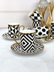 200 CC 6 Lı Nescafe Black Pattern Fincan Takımı