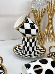 Kosova İST‑181 200 cc Nescafé Black Pattern Fincan Takımı – 6’lı Set