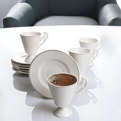 Kosova YKN‑08 White Gold N.BONE Porselen Kahve Fincan Takımı – 6’lı Set