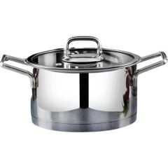 Lines Silver 20 cm Derin Çelik Tencere Metal Kulplu