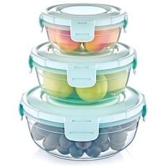 Dünya Plastik 3’lü Renkli Contalı Yuvarlak Saklama Kabı Seti DU31551