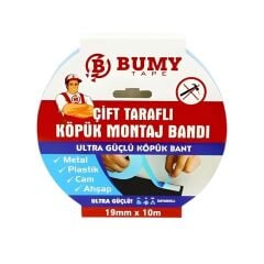 BUMY Çift Taraflı Köpük Montaj Bandı 10MM X10MT Beyaz