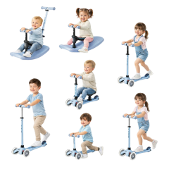 Micro Mini 6 in 1 Deluxe Rock and Go LED Scooter Ocean Slate