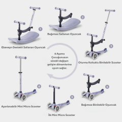 Micro Mini 6 in 1 Deluxe Rock and Go LED Scooter Lavender Mist