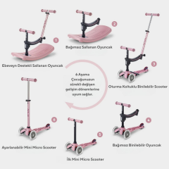 Micro Mini 6 in 1 Deluxe Rock and Go LED Scooter Dusty Rose
