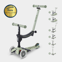 Micro Mini 6 in 1 Deluxe Rock and Go LED Scooter Olive Sage