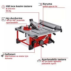 Einhell TE‑TS 36/210 Li‑Solo Portatif Akülü Tezgah Testere